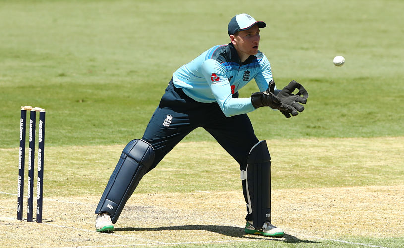 Cricket James Bracey in action as a wicket keeper for England against Australia
